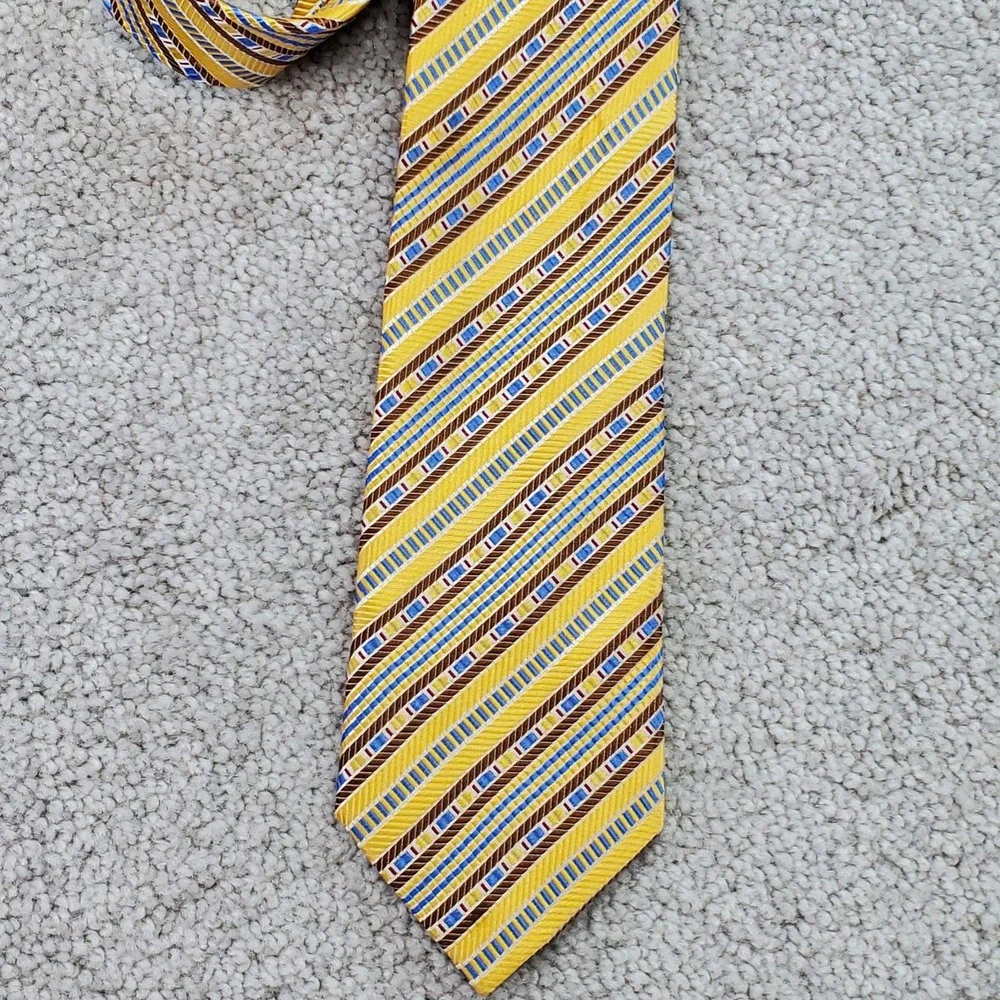 The Metropolitan Museum‎ of Art Necktie Mens Yellow Multi Diagonal Stripes Silk
